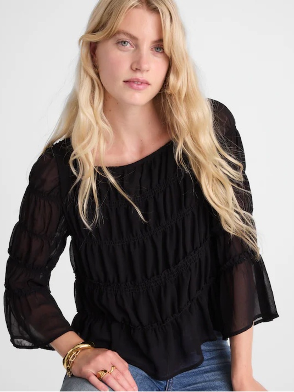 Madewell Squareneck Tiered Top